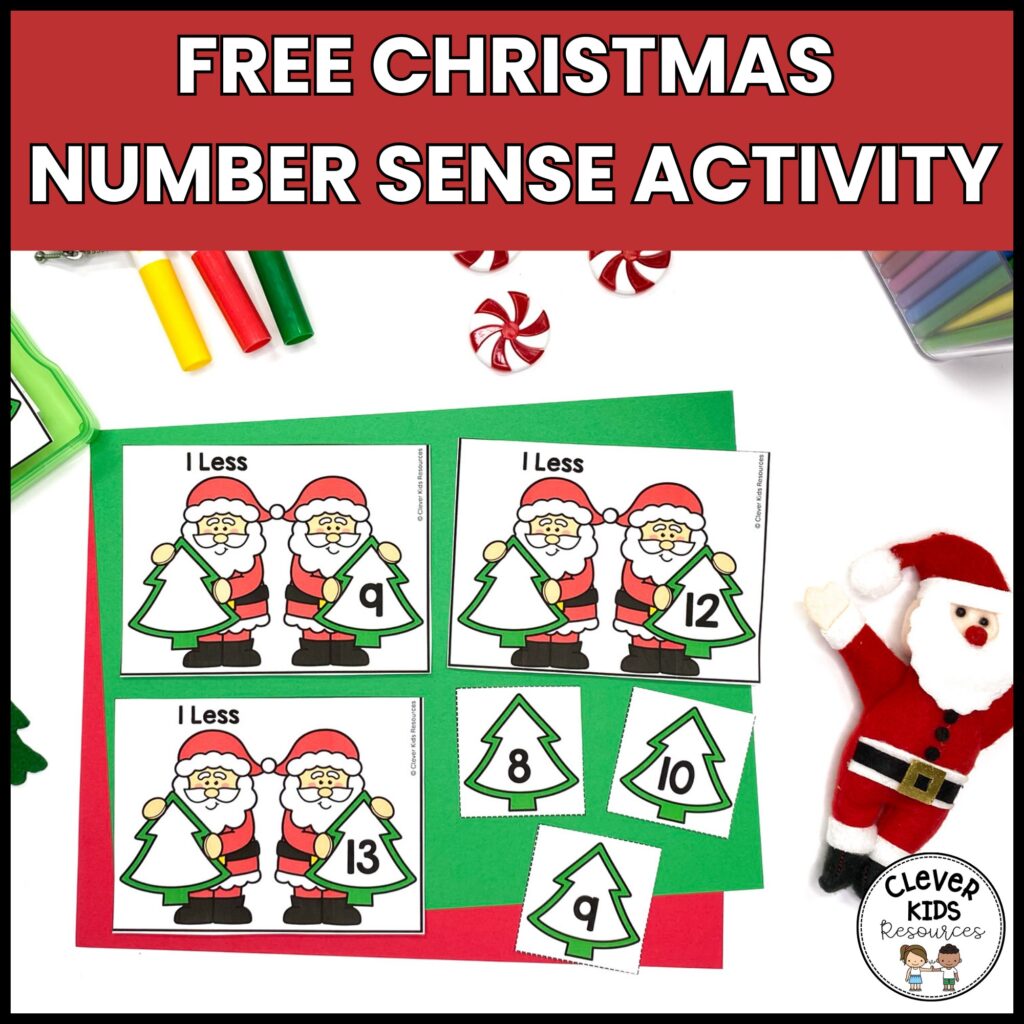 Christmas themed kindergarten math center with santa